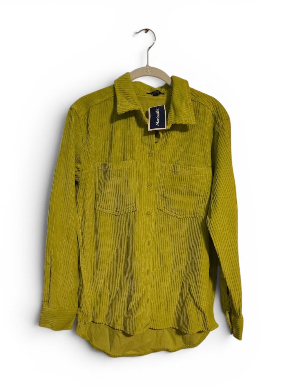 Velvet Heart Lime Green Corduroy Long Sleeve Button Up Shirt Maximalist Eclectic